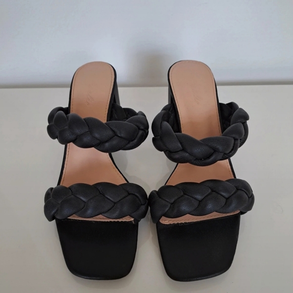 Envy Size 39 Uk 6 Black 'Knot To Miss' Braided Faux Leather Heel Sandals, Mules. - Picture 2 of 14